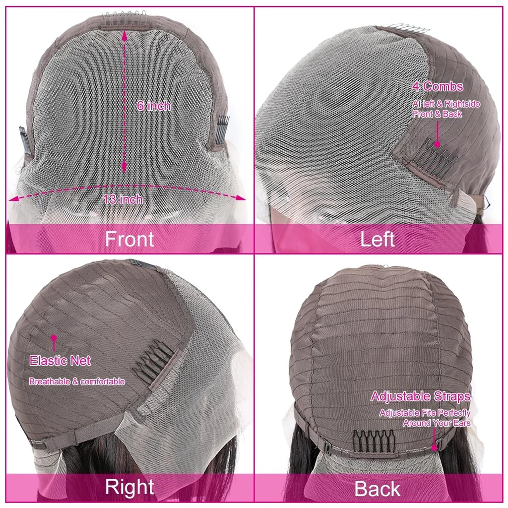 13x6 HD Transparent Straight Lace Front Human Hair Wigs For Women 180% Pre Plucked 4x4 Closure Wig 30 Inch 13x4 Lace Frontal Wig