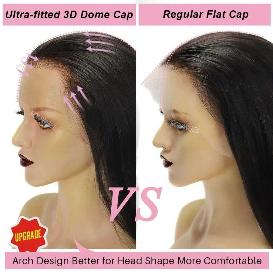 Wow Angel 13x6 HD Lace Frontal Wig Brazilian Straight Lace Front Human Hair Wig Deep Part Pre plucked Fitted Hairline Melt Skins