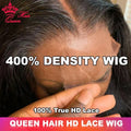 Queen Hair 400% High Density Wig Real HD Lace Raw Human Hair 13x4 13x6 FULL Frontal 6x6 7x7 Closure Wig Straight / Body Wave